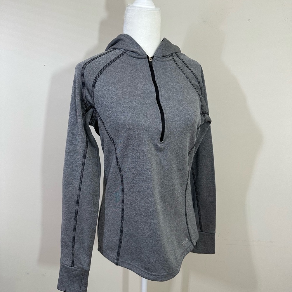 Fila sz lg athleisure hoodie sz lg in gray heater 1/2 zip EUC